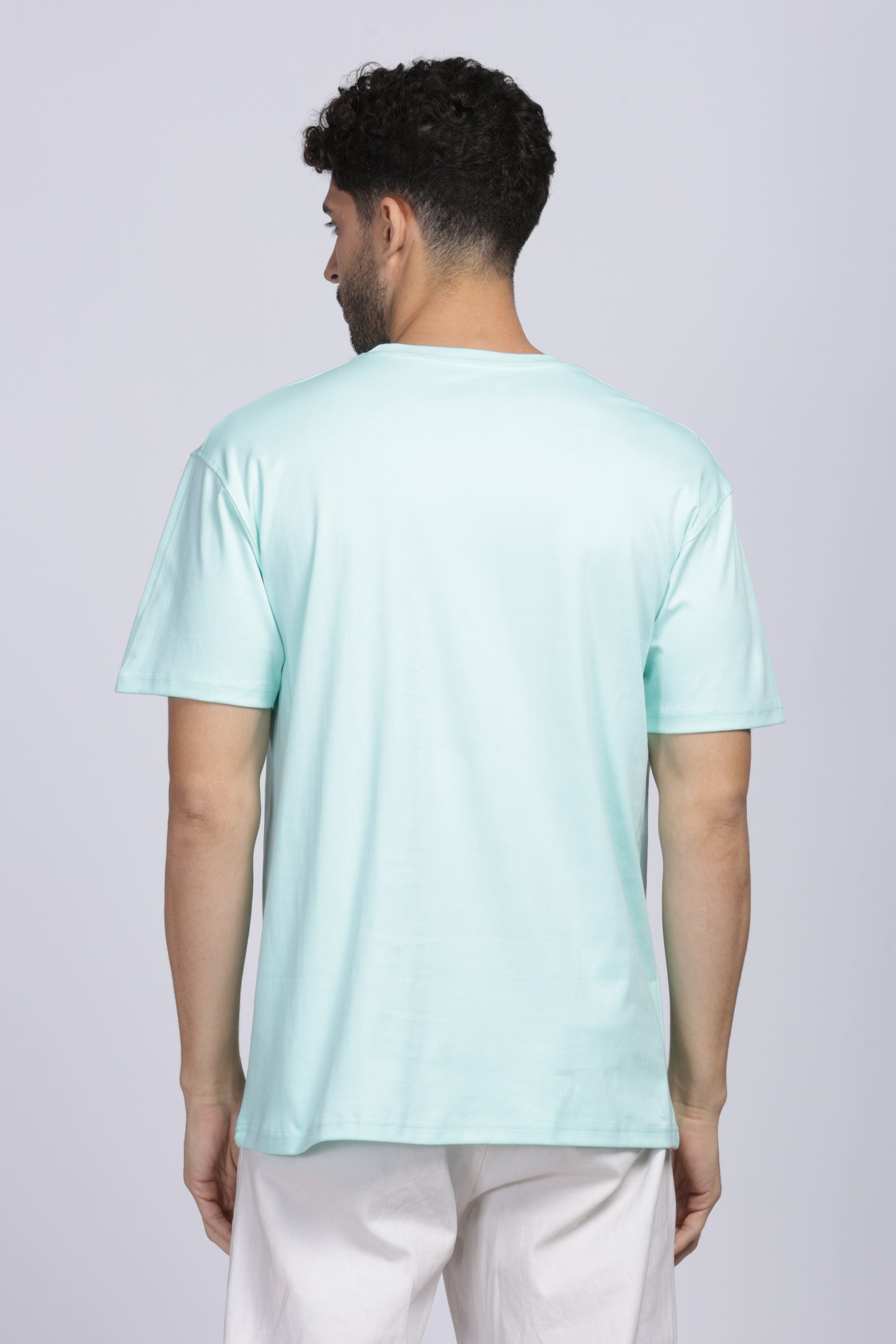 Premium Fabricated Oversized Fit Graphic Printed Aqua Blue T-Shirt