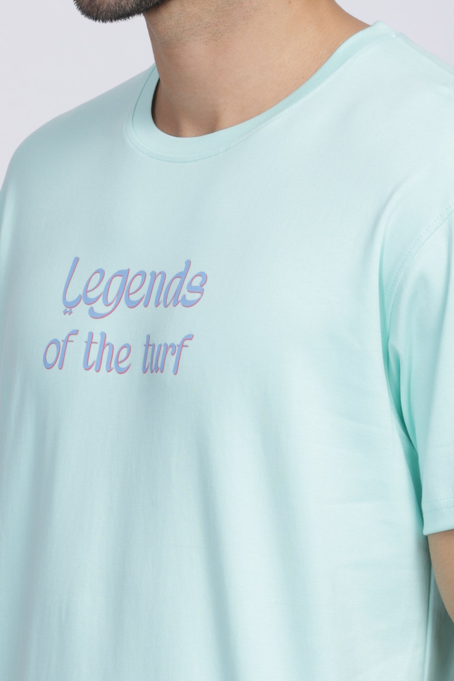 Premium Fabricated Oversized Fit Graphic Printed Aqua Blue T-Shirt